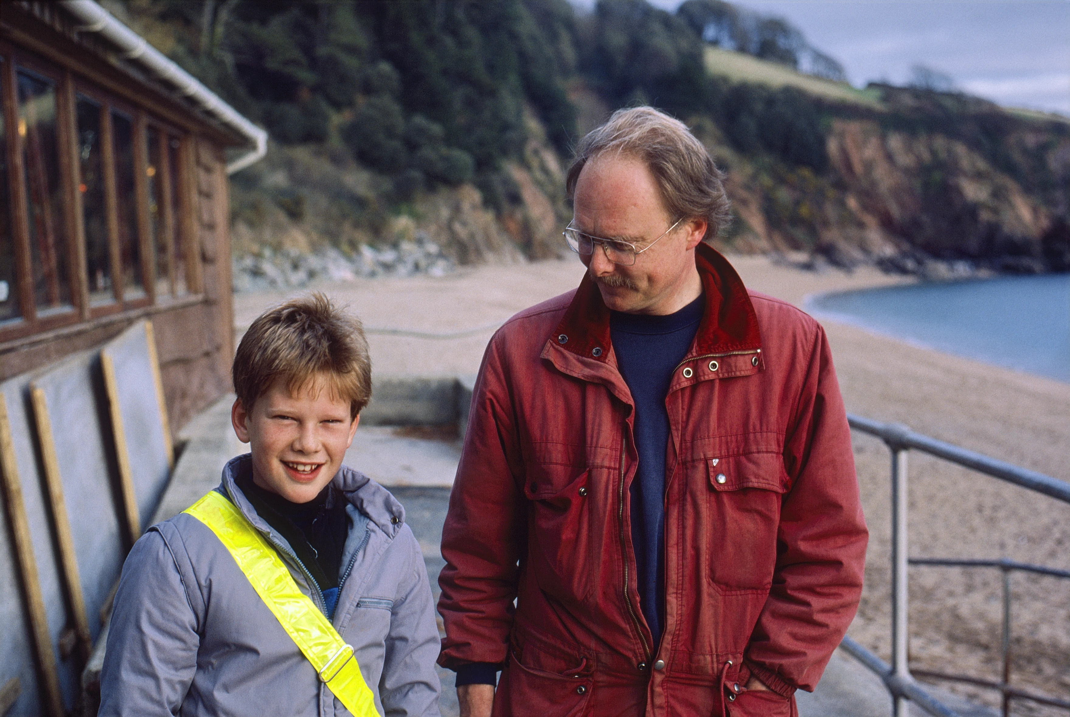 Philip and David Robinson outside the café at Blackpool Sands—their first club ride.